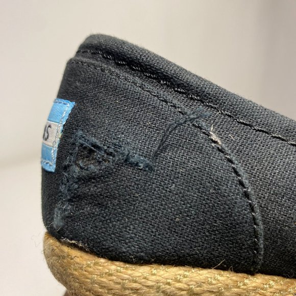 Toms Women Shoes Twill Espadrilles Cork Peep Toe Wedge Black Sz 7 - Picture 11 of 16